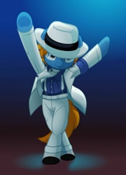 Size: 800x1109 | Tagged: safe, artist:jhayarr23, oc, oc:jack chestnut, species:earth pony, species:pony, bipedal, clothing, cosplay, costume, male, michael jackson, smooth criminal, solo, stallion