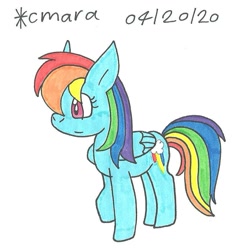 Size: 832x861 | Tagged: safe, artist:cmara, character:rainbow dash, species:pegasus, species:pony, female, mare, raised hoof, solo, traditional art, waiting
