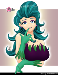 Size: 1005x1300 | Tagged: safe, alternate version, artist:clouddg, character:juniper monstar, character:juniper montage, species:human, equestria girls:mirror magic, g4, my little pony: equestria girls, my little pony:equestria girls, spoiler:eqg specials, breasts, busty juniper montage, clothing, ear piercing, earring, gloves, human coloration, jewelry, juniper monstar, looking at you, piercing