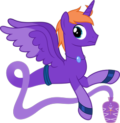 Size: 4000x4082 | Tagged: safe, artist:parclytaxel, oc, oc only, oc:clepsydra, species:alicorn, species:pony, .svg available, :s, absurd resolution, alicorn oc, bottle, bracelet, colored wings, colored wingtips, floating, gem, genie, genie pony, horn, jewelry, looking back, male, necklace, simple background, socks (coat marking), solo, spread wings, stallion, transparent background, vector, waistband, wavy mouth, wings