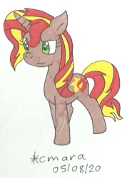 Size: 771x1081 | Tagged: safe, artist:cmara, character:sunset shimmer, species:pony, species:unicorn, female, mare, solo, traditional art