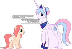 Size: 5866x4000 | Tagged: safe, artist:parclytaxel, oc, oc only, oc:bundle joy, oc:epona serena, species:alicorn, species:earth pony, species:pony, .svg available, absurd resolution, alicornified, clothing, crown, dialogue, female, hair bun, hairband, hyper, hyper belly, hyper pregnancy, impossibly large belly, jewelry, looking down, looking up, mare, older, peytral, pregnant, race swap, regalia, shoes, simple background, speech bubble, transparent background, vector