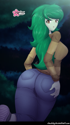 Size: 1049x1864 | Tagged: safe, artist:clouddg, character:wallflower blush, my little pony:equestria girls, ass, butt, clothing, female, looking at you, looking back, looking back at you, pants, signature, solo, wallflower butt