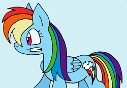 Size: 916x642 | Tagged: safe, artist:cmara, character:rainbow dash, species:pegasus, species:pony, blue background, digital art, female, grin, mare, paint tool sai, simple background, smiling, solo