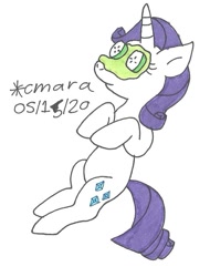 Size: 722x949 | Tagged: safe, artist:cmara, character:rarity, species:pony, species:unicorn, cucumber, female, food, mare, mud mask, solo, spa, traditional art