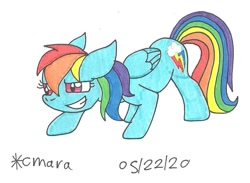 Size: 981x717 | Tagged: safe, artist:cmara, character:rainbow dash, species:pegasus, species:pony, badass, female, mare, solo, traditional art