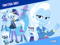 Size: 1440x1080 | Tagged: safe, artist:dashiesparkle, artist:kingdark0001, artist:lifes-remedy, artist:marcorois, artist:pinkiespartygirl, artist:seahawk270, artist:sketchmcreations, character:trixie, species:pony, species:unicorn, equestria girls:equestria girls, g4, my little pony: equestria girls, my little pony:equestria girls, bikini, boots, clothing, cute, cutie mark, dress, female, glasses, magic, mare, open mouth, shoes, skirt, socks, solo, swimsuit, vector, wallpaper