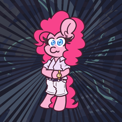 Size: 1150x1150 | Tagged: safe, artist:threetwotwo32232, character:pinkie pie, species:earth pony, species:pony, clothing, female, mare, meme, solo, you know i had to do it to em