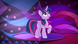 Size: 3840x2160 | Tagged: safe, artist:firesidearmy46231, artist:laszlvfx, edit, character:twilight sparkle, character:twilight sparkle (alicorn), species:alicorn, species:pony, female, folded wings, looking up, mare, open mouth, raised hoof, solo, wallpaper, wallpaper edit, wings