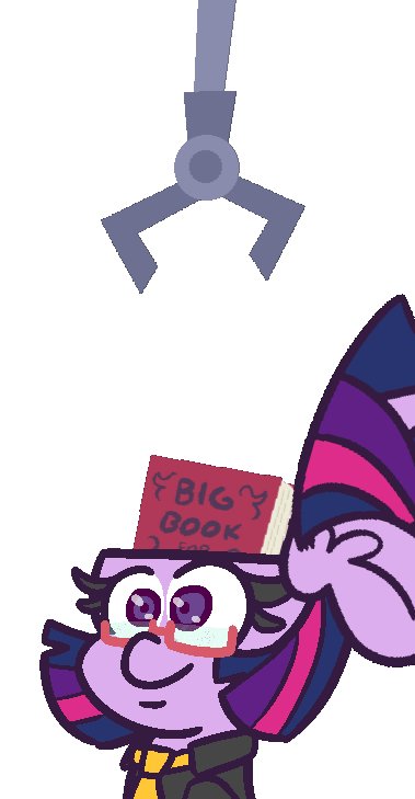 Size: 379x729 | Tagged: safe, artist:threetwotwo32232, character:twilight sparkle, species:alicorn, species:pony, animated, book, bust, clothing, female, gif, glasses, loop, mare, mechanical claw, nerd, simple background, solo, that pony sure does love books, transparent background