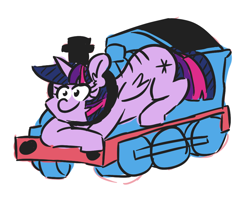 Size: 1000x800 | Tagged: safe, artist:threetwotwo32232, character:twilight sparkle, character:twilight sparkle (alicorn), species:alicorn, species:pony, female, mare, simple background, solo, thomas the tank engine, train, white background