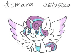 Size: 832x634 | Tagged: safe, artist:cmara, character:princess flurry heart, species:alicorn, species:pony, baby, baby pony, cute, diaper, female, filly, flurrybetes, solo, traditional art, wings