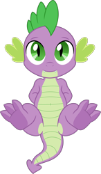 Size: 6400x10931 | Tagged: safe, alternate version, artist:dailevy, artist:parclytaxel, part of a set, character:spike, species:dragon, .svg available, absurd resolution, cute, featureless crotch, looking at you, male, on back, paws, secret horse files, simple background, smiling, solo, spikabetes, transparent background, underpaw, vector