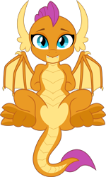Size: 6400x10665 | Tagged: safe, alternate version, artist:dailevy, artist:parclytaxel, part of a set, character:smolder, species:dragon, .svg available, absurd resolution, cute, dragoness, featureless crotch, female, looking at you, on back, paws, secret horse files, simple background, smiling, smolderbetes, solo, spread wings, transparent background, underpaw, vector, wings