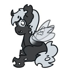 Size: 800x900 | Tagged: safe, artist:threetwotwo32232, oc, oc only, oc:silver lies, species:changeling, species:pony, simple background, solo, transparent background, white changeling