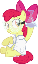 Size: 1895x3163 | Tagged: safe, artist:slb94, character:apple bloom, episode:twilight time, g4, my little pony: friendship is magic, clothing, erlenmeyer flask, female, lab coat, safety goggles, simple background, solo, transparent background, vector