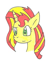 Size: 557x683 | Tagged: safe, artist:cmara, character:sunset shimmer, species:pony, species:unicorn, bust, cute, female, mare, shimmerbetes, solo, traditional art