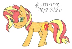 Size: 1075x728 | Tagged: safe, artist:cmara, character:sunset shimmer, species:pony, species:unicorn, badass, female, looking at you, mare, solo, traditional art