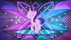 Size: 3840x2160 | Tagged: safe, artist:laszlvfx, artist:tardifice, edit, character:starlight glimmer, species:pony, species:unicorn, cutie mark, eyes closed, female, high res, mare, proud, smiling, solo, wallpaper, wallpaper edit
