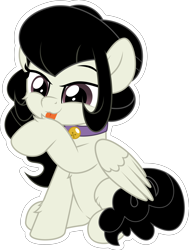 Size: 5000x6600 | Tagged: safe, artist:jhayarr23, part of a set, oc, oc:marie, species:pegasus, species:pony, behaving like a cat, collar, commission, cute, female, hoof licking, licking, simple background, sitting, solo, tongue out, transparent background, wings, ych result