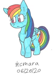Size: 683x965 | Tagged: safe, artist:cmara, character:rainbow dash, species:pegasus, species:pony, female, mare, solo, traditional art