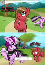 Size: 1104x1602 | Tagged: safe, artist:clouddg, oc, oc only, oc:ace, oc:pun, species:earth pony, species:pony, ask pun, ask, cake, food