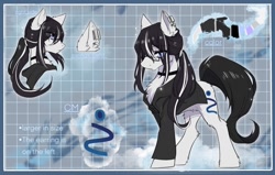 Size: 1280x813 | Tagged: safe, artist:swaybat, oc, oc only, species:pony, choker, clothing, ear piercing, earring, glasses, hairband, jewelry, long mane, male, piercing, reference sheet, solo, stallion