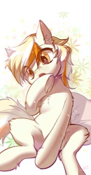 Size: 665x1280 | Tagged: safe, artist:swaybat, oc, oc only, species:pony, female, hoof over mouth, pillow, solo, underhoof