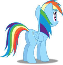 Size: 2414x2485 | Tagged: safe, artist:dashiesparkle, character:rainbow dash, species:pegasus, species:pony, .svg available, behind, butt, female, from behind, high res, mare, plot, rainbutt dash, rear view, shadow, simple background, solo, transparent background, vector