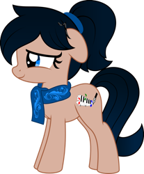 Size: 1024x1238 | Tagged: safe, artist:jhayarr23, oc, oc:crescend cinnamon, species:pony, clothing, female, floppy ears, mare, scarf, simple background, solo, transparent background