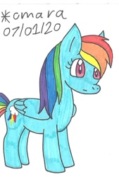 Size: 606x899 | Tagged: safe, artist:cmara, character:rainbow dash, species:pegasus, species:pony, female, mare, solo, surprised, traditional art