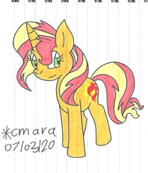 Size: 893x1043 | Tagged: safe, artist:cmara, character:sunset shimmer, species:pony, species:unicorn, cute, female, mare, shimmerbetes, solo, traditional art