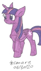 Size: 606x1054 | Tagged: safe, artist:cmara, character:twilight sparkle, character:twilight sparkle (alicorn), species:alicorn, species:pony, female, mare, solo, thinking, traditional art