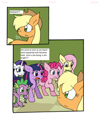 Size: 1700x2078 | Tagged: safe, artist:cmara, character:applejack, character:fluttershy, character:pinkie pie, character:rainbow dash, character:rarity, character:spike, character:twilight sparkle, character:twilight sparkle (alicorn), species:alicorn, species:dragon, species:earth pony, species:pegasus, species:pony, species:unicorn, comic:i'm busy, female, mane seven, mane six, mare, sad, simple background, white background