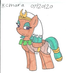 Size: 843x932 | Tagged: safe, artist:cmara, character:somnambula, species:pegasus, species:pony, g4, clothing, cute, female, headdress, mare, simple background, solo, somnambetes, traditional art, white background