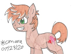 Size: 876x651 | Tagged: safe, artist:cmara, character:feather bangs, species:earth pony, species:pony, g4, grin, male, simple background, smiling, solo, stallion, traditional art, white background