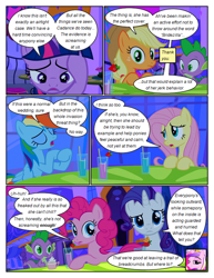 Size: 612x792 | Tagged: safe, artist:newbiespud, edit, edited screencap, screencap, character:applejack, character:fluttershy, character:pinkie pie, character:princess cadance, character:rainbow dash, character:rarity, character:spike, character:twilight sparkle, character:twilight sparkle (unicorn), species:alicorn, species:dragon, species:earth pony, species:pegasus, species:pony, species:unicorn, comic:friendship is dragons, episode:a canterlot wedding, g4, my little pony: friendship is magic, clothing, comic, cup, dialogue, eyes closed, female, freckles, hat, male, mane seven, mane six, mare, outdoors, screencap comic, wide eyes
