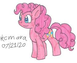 Size: 937x767 | Tagged: safe, artist:cmara, character:pinkie pie, species:earth pony, species:pony, g4, female, mare, simple background, smiling, solo, traditional art, white background