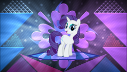 Size: 3840x2160 | Tagged: safe, artist:laszlvfx, artist:luckreza8, edit, character:rarity, species:pony, species:unicorn, g4, female, high res, mare, solo, wallpaper, wallpaper edit