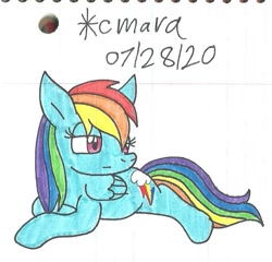 Size: 805x772 | Tagged: safe, artist:cmara, character:rainbow dash, species:pegasus, species:pony, g4, female, mare, simple background, solo, traditional art, white background