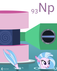 Size: 4000x5000 | Tagged: safe, artist:parclytaxel, character:silverstream, species:seapony (g4), series:joycall6's periodic table, g4, .svg available, absurd resolution, chemistry, cyclotron, female, neptunium, periodic table, smiling, solo, spiral, swimming, tail, vector, water