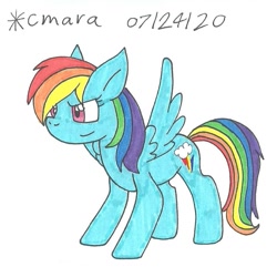 Size: 909x877 | Tagged: safe, artist:cmara, character:rainbow dash, species:pegasus, species:pony, g4, female, mare, simple background, solo, traditional art, white background