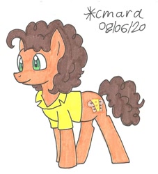 Size: 827x910 | Tagged: safe, artist:cmara, character:cheese sandwich, species:earth pony, species:pony, g4, clothing, male, shirt, simple background, solo, stallion, traditional art, white background