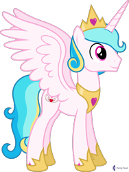 Size: 4000x5310 | Tagged: safe, alternate version, artist:parclytaxel, oc, oc only, oc:prince endearment, species:alicorn, species:pony, g4, .svg available, absurd resolution, alternate hairstyle, commission, crown, hoof shoes, jewelry, male, peytral, regalia, simple background, smiling, solo, spread wings, stallion, transparent background, vector, wings