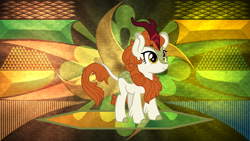 Size: 3840x2160 | Tagged: safe, artist:laszlvfx, artist:nstone53, edit, character:autumn blaze, species:kirin, episode:sounds of silence, g4, my little pony: friendship is magic, cute, female, high res, smiling, solo, wallpaper, wallpaper edit