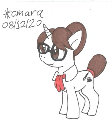 Size: 827x899 | Tagged: safe, artist:cmara, character:raven inkwell, species:pony, species:unicorn, g4, female, glasses, mare, simple background, solo, traditional art, white background