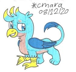 Size: 716x673 | Tagged: safe, artist:cmara, character:gallus, species:griffon, g4, grin, male, simple background, smiling, solo, traditional art, white background