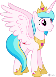 Size: 4000x5495 | Tagged: safe, artist:parclytaxel, oc, oc only, oc:prince endearment, species:alicorn, species:pony, g4, .svg available, absurd resolution, alicorn oc, commission, crown, hoof shoes, horn, jewelry, male, peytral, regalia, simple background, smiling, solo, spread wings, stallion, transparent background, vector, wings