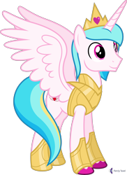 Size: 4000x5485 | Tagged: safe, alternate version, artist:parclytaxel, oc, oc only, oc:prince endearment, species:alicorn, species:pony, g4, .svg available, absurd resolution, alicorn oc, armor, commission, crown, horn, jewelry, male, regalia, simple background, smiling, solo, spread wings, stallion, transparent background, unshorn fetlocks, vector, wings