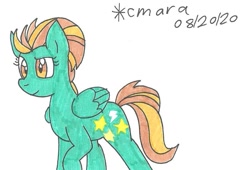 Size: 998x678 | Tagged: safe, artist:cmara, character:lightning dust, species:pegasus, species:pony, g4, female, mare, raised hoof, simple background, smiling, smirk, solo, traditional art, white background